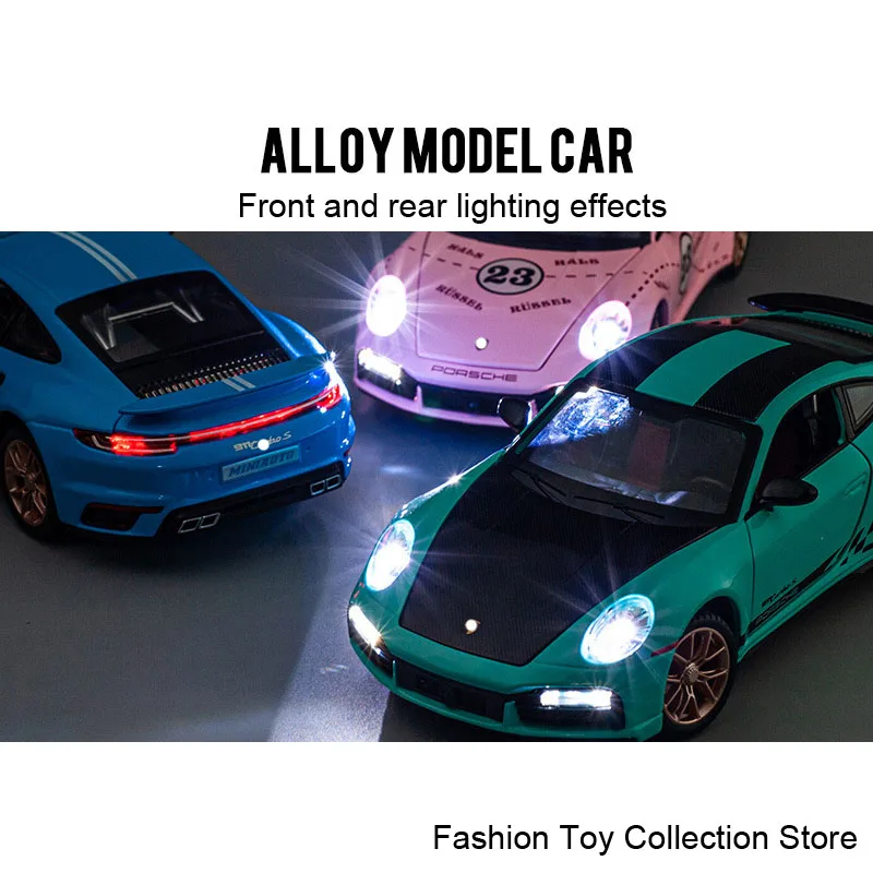 1: 24 Porscha Turbo-S  Car Model High Simulation Diecasts Toy With Sound and Light Pull Back Vehicles Decoration Toys For Kids