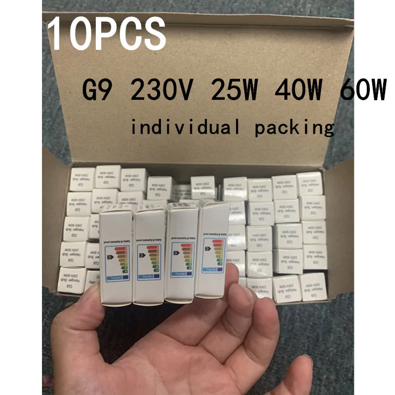 

10PCS G9 LED Lamp Bulbs 230V 25/40/60W Halogen Capsule Inserted Beads Crystal Design Eco-Friendly Light Bulbs Individual Pack