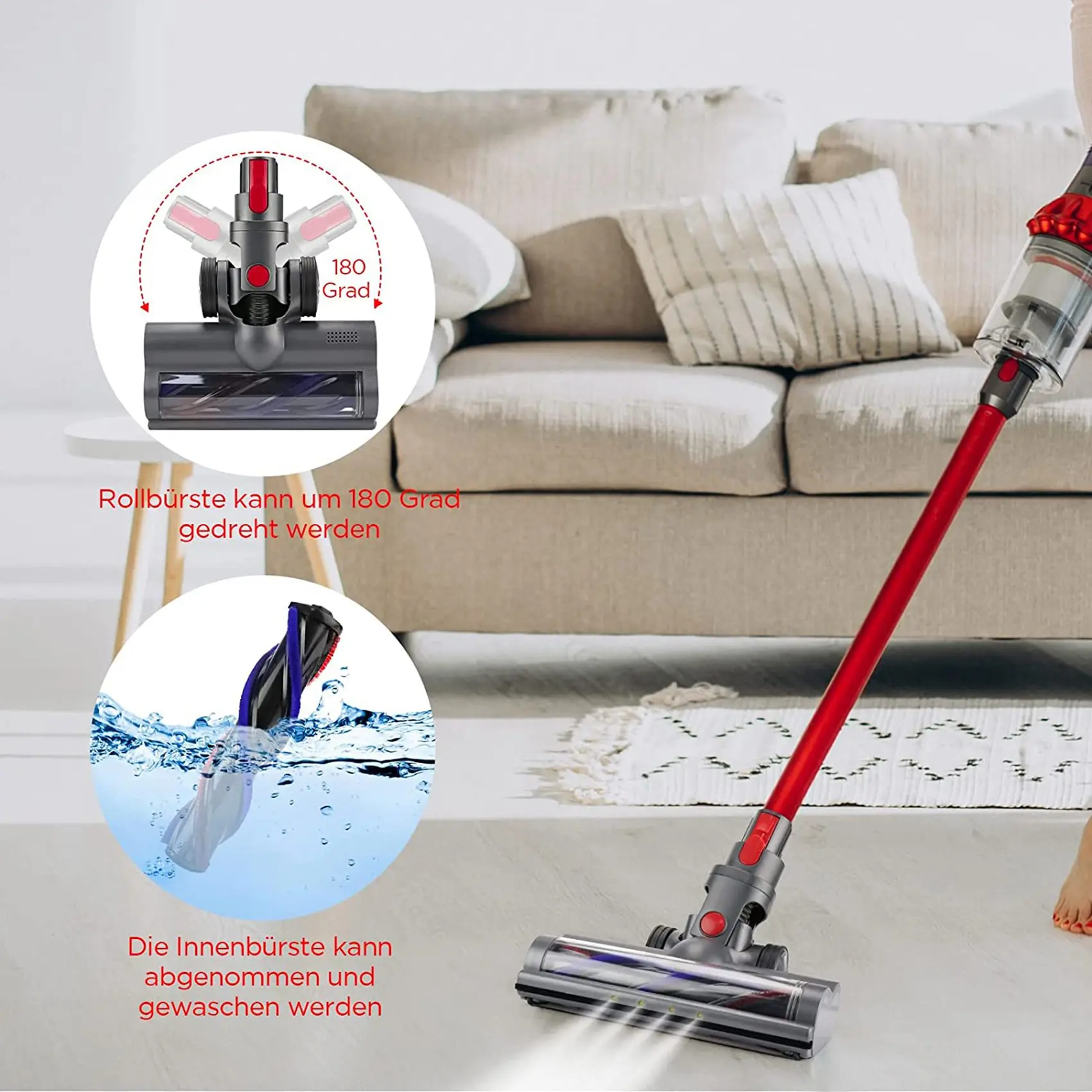 Mop head Electric Brush with Direct Drive Brush and Lock Accessories for Dyson V7, V8, V10, V11, SV12, SV14 Vacuum Cleaner