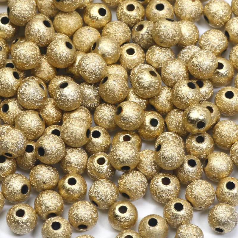 4/6/8/10mm Gold Color Stardust Acrylic Beads Shiny Acrylic Round Balls Spacer Beads For Jewelry Making DIY Handmade Accessories