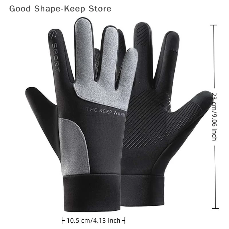 PC الخريف الشتاء في الهواء الطلق قفازات ركوب الدراجات رياضة اللياقة البدنية الرياضة الجري الدافئة شاشة تعمل باللمس نونسليب قفازات دراجة نارية قفازات الرجال السود #6