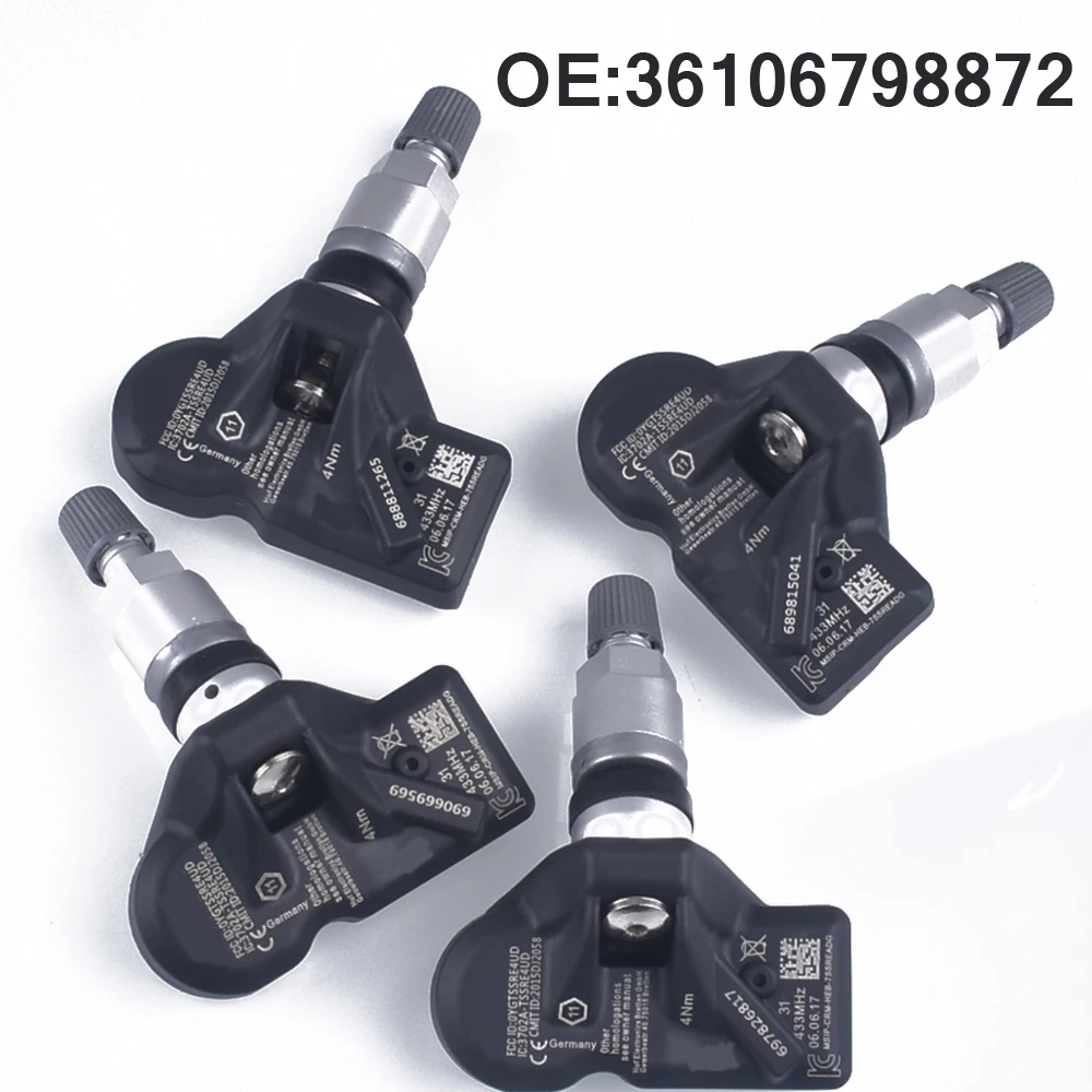 4Pcs TPMS Tire Pressure Monitor Sensor For BMW F07 F10 F11 520i 525i 540i 550i 530i Replacement Set