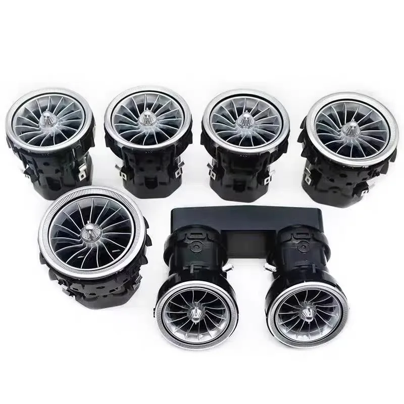 Front & Rear Turbine Air Vent LED Lamp, 64 Color Adjustable Interior Ambient Light Fit W205 X253 Car Interior Mod Decor Parts