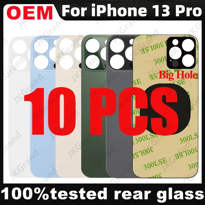 

10 Pcs For iPhone 13 Pro Back Glass Panel Battery Cover Replacement Parts optimal quality Big Hole Camera Rear Door Housing Beze