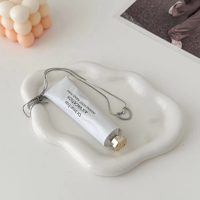 Jewelry Dish Creative Cloud Shape Ceramic Plate Carving Plaster Decoration Watch Keys Tray Holder Household Storage
