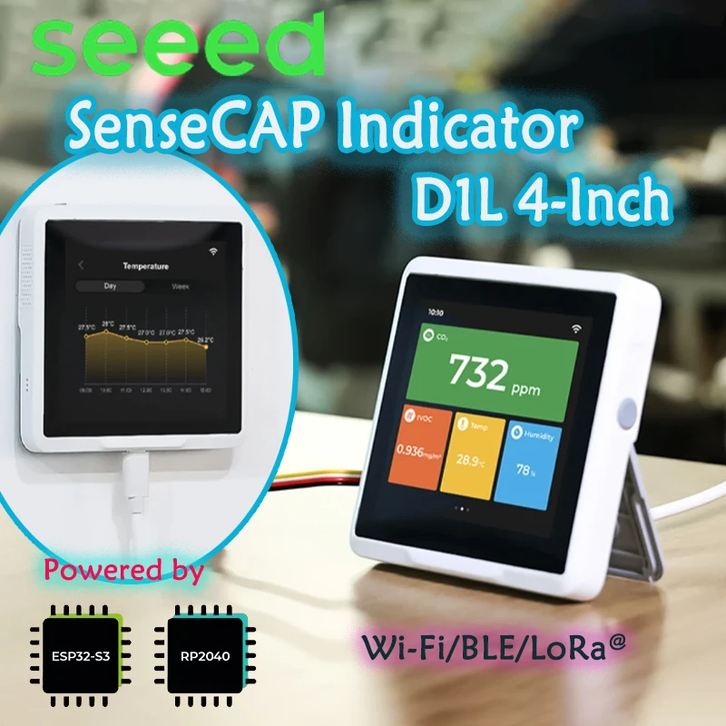 

Индикатор Seeedstudio SenseCAP D1 / D1L / D1S / D1Pro, 4-дюймовый сенсорный экран с питанием от ESP32S3 и RP2040 Платформа разработки IoT