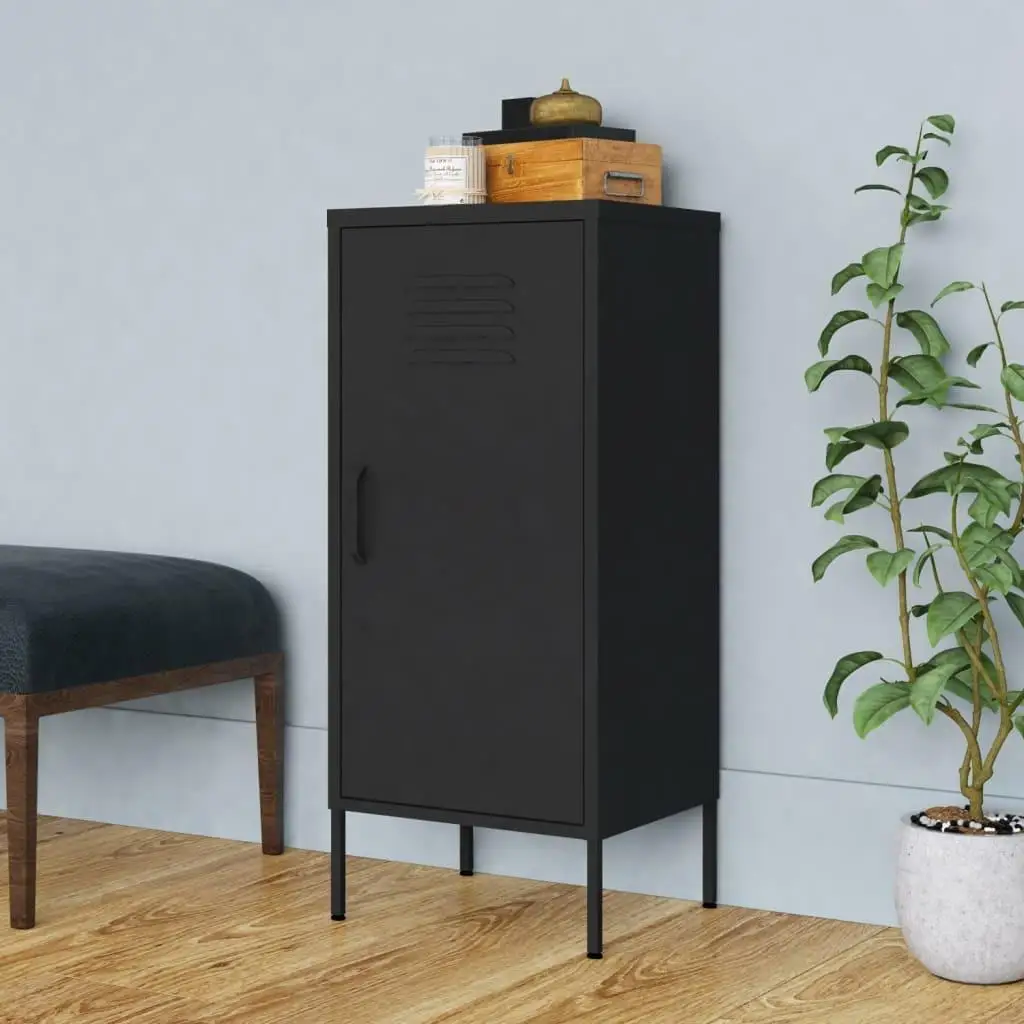 Black Steel Storage Cabinet 42.5x35x101.5 cm - Durable Organizer for Home & Office