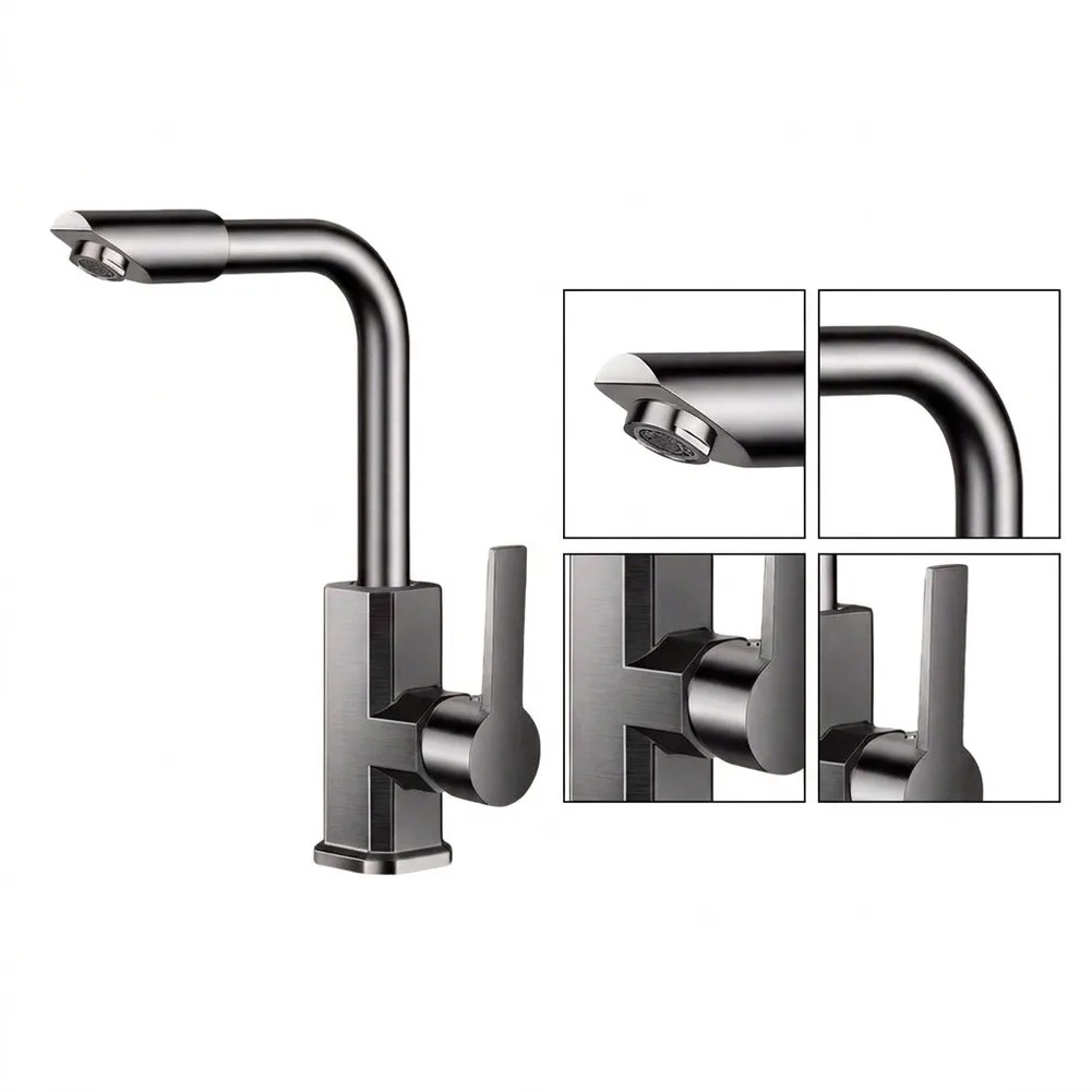 Metallic Silver Finish Basin Faucet Solid Copper Alloy Construction Hot Cold Dual Handle Mixer Tap 16x8x28cm Dimensions