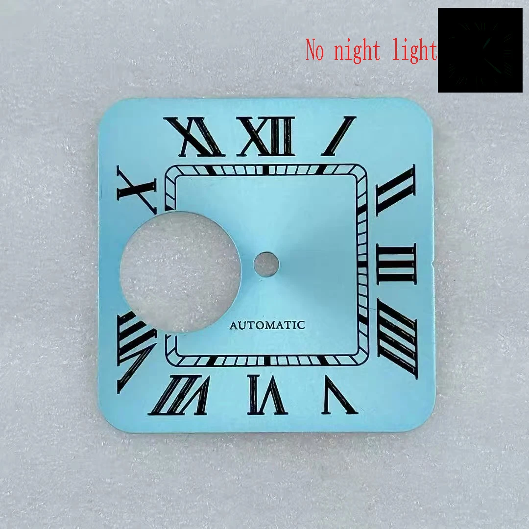 Cadran rond creux de 27 mm sans logo, chiffres romains, luminescence verte, adapté aux mouvements Seiko Santos Cartier NH70/38, pièces de modification de boîtier.