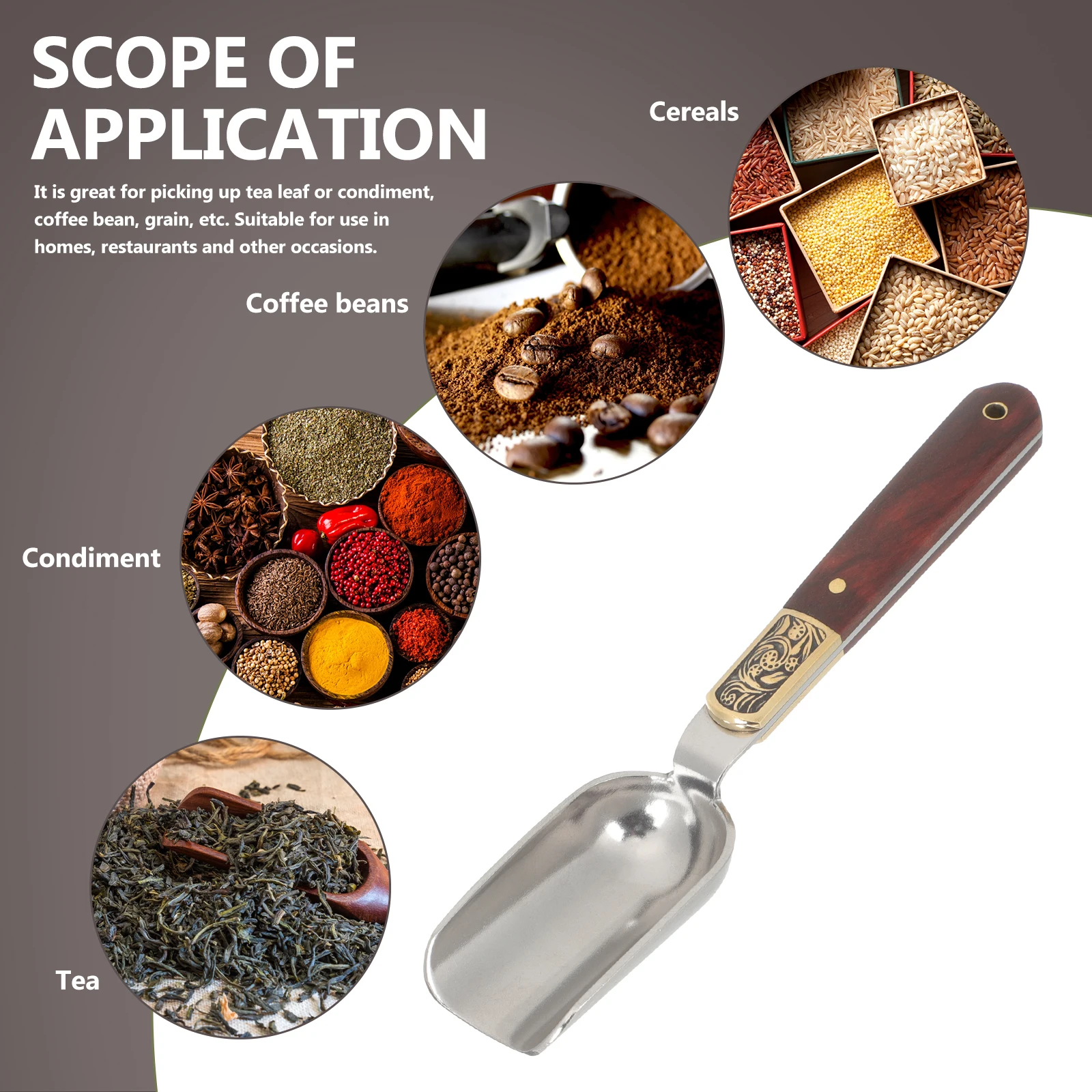 

Tea Scoop Wooden Metal Teaspoons Loose Leaf Coffee Bean Spoons Practical Small Scoop Kitchen Bar Utensils