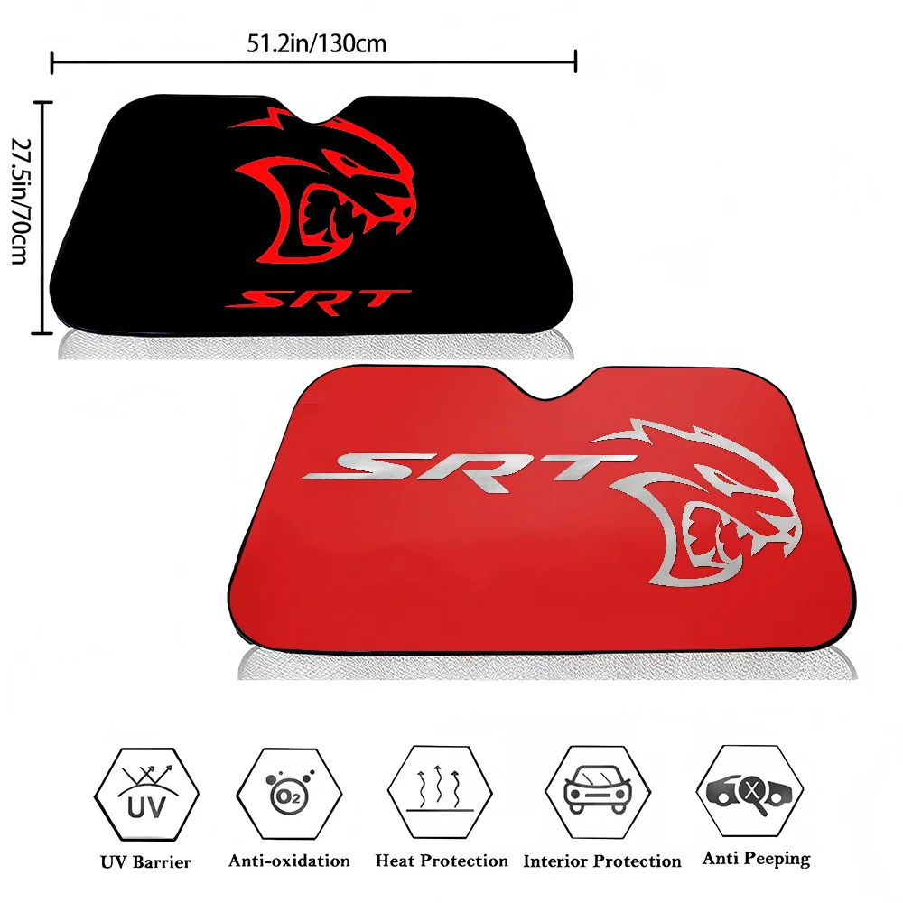 S-SRT LOGO Car Sunshade Window Sunshade Sunblock Front Windshield Hood Interior Front Baffle Double Ring Sunshade