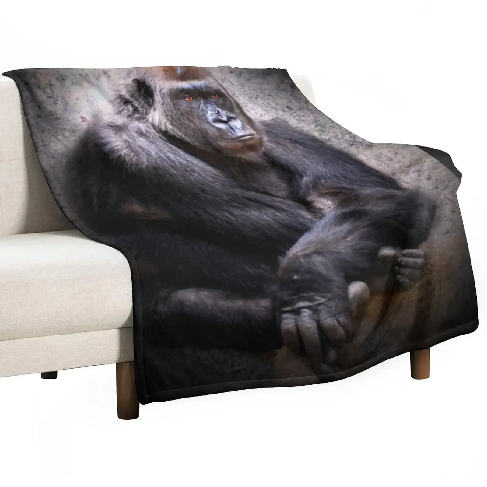 

Gorilla Throw Blanket For Decorative Sofa Decoratives Kid'S Winter beds Blankets