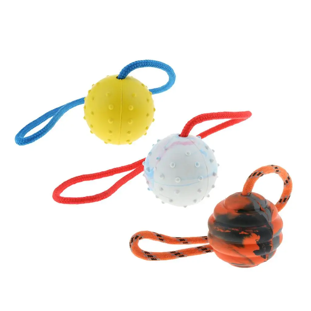 Ball playing ball natural rubber ball throwing ball with rope front, Ø 7cm
