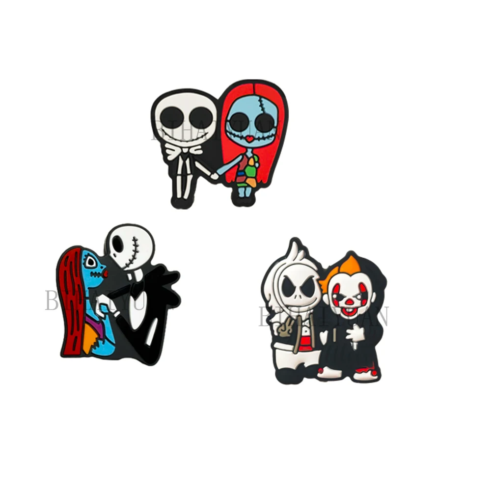 10pcs cartoon Jack and sally Silicone Focal Beads Silicone Baby DIY Pacifier Chain Clips Beads pen Toy Jewelry Accessories