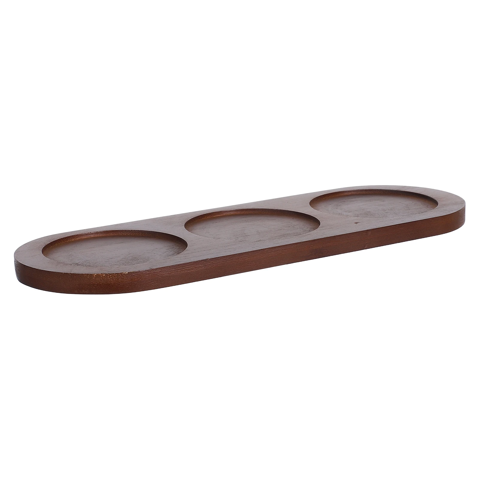 

1pc Wooden Serving Tray Three Slots Waterproof Anti-Corrosion Heat Resistant Creative Rectangular Wine Holder Bar Supplies Ktv