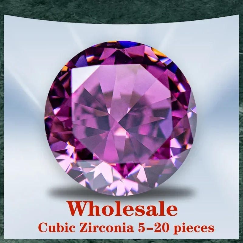 

Q-Cubic Zirconia Wholesale No Certificate Crushed Ice Cut Round Shape Purple Pomegranate Color Charms Bead For Jewel Making