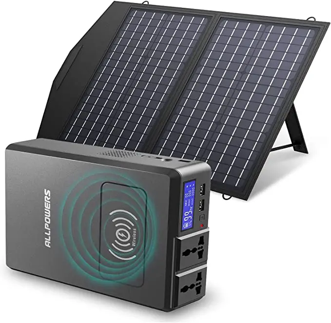 

Portable Power Station with Monocrystalline Solar Panel in, 154Wh Power Bank with AC Output + 60W Foldable Solar Panel