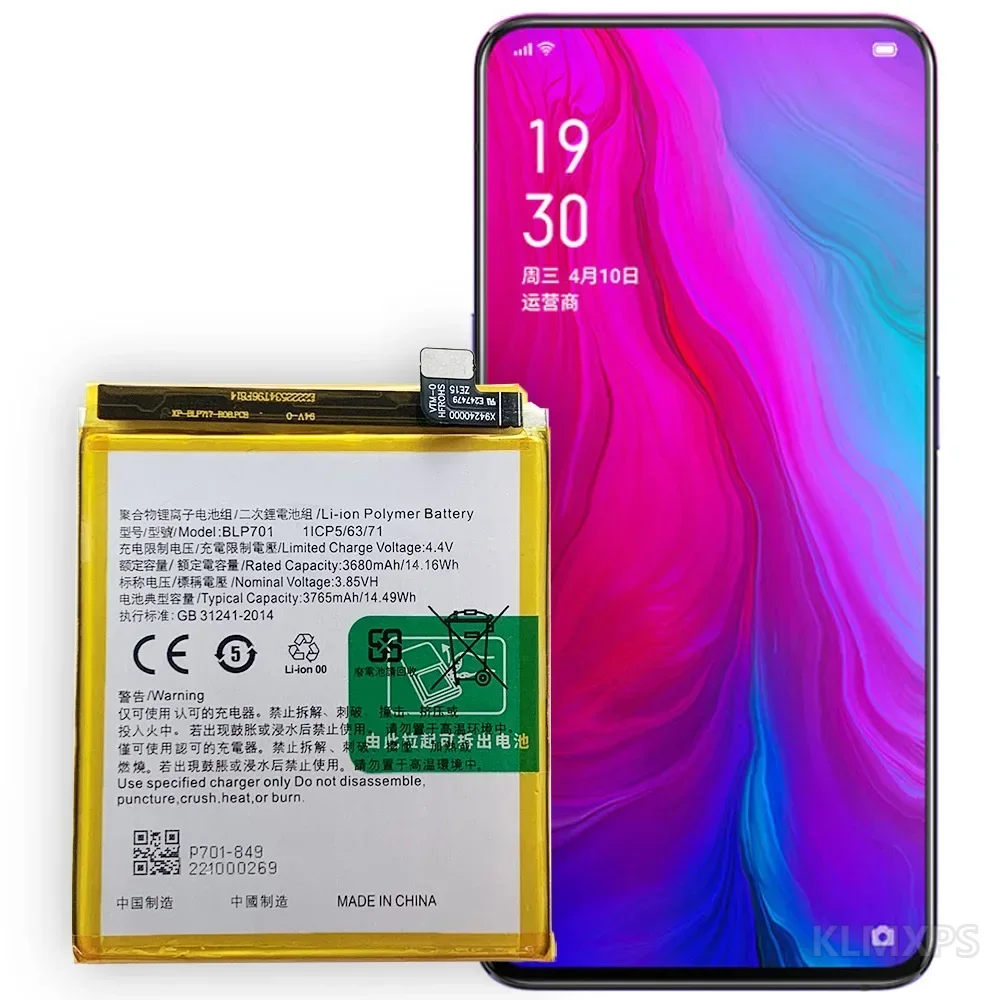 Phone Replacement Battery BLP701 Large Capacity For OPPO Reno 59 Dual Camera Standard Reno Compatible Mobile Phone Battery