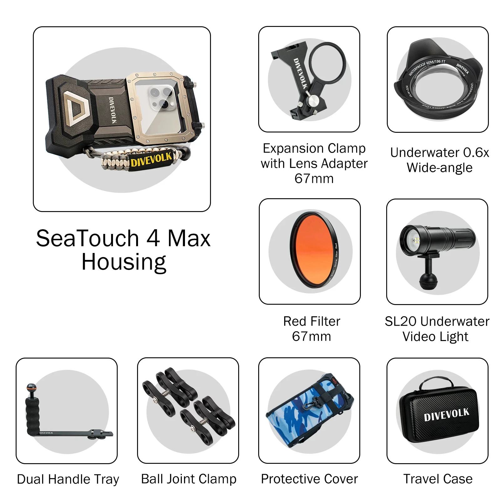 DIVEVOLK Seatouch 4 Max Action Camera Case
