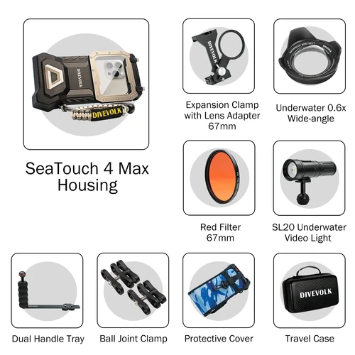 Imagen 2 del producto DIVEVOLK Seatouch 4 Max plus, Funda Sumergible para Teléfono, Impermeable, para iPhone 16/17, Huawei, Samsung, Xiaomi, Natación, Fotografía HD