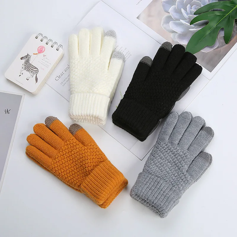 Ananas-Muster-Handschuhe, Touchscreen, warm, dick, Fleece, Paar, Herren, Radfahren, Winter, Ananas-Ärmel