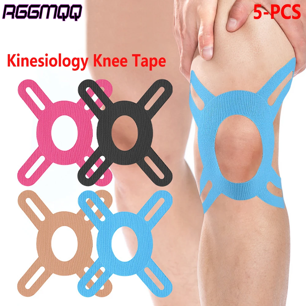 5 Stück vorgeschnittenes Kinesiologie-Tape für Knie – professionelles elastisches Sport-Tape für Knieschmerzen, Gelenkunterstützung und Erholung von Verletzungen