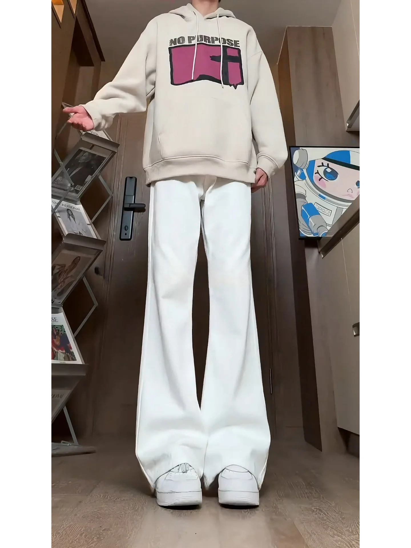 

Мужские джинсы Cleanfit White Fce с подкладкой, расклешенные, прямые, облегающие, в стиле High Street, осенне-зимняя коллекция