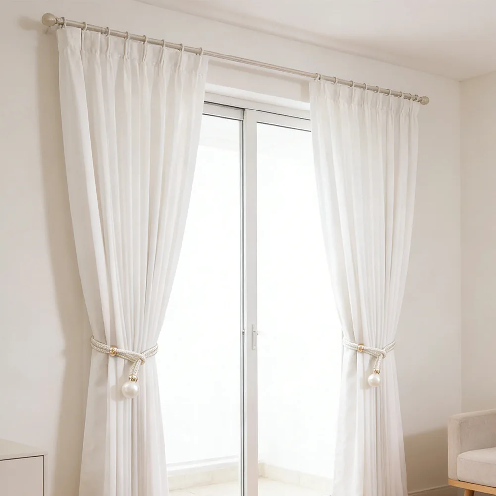 Understated Pearl Detail Curtain Tiebacks for Seamless Home Decor Integration No Installation Complexity Lightweight Use