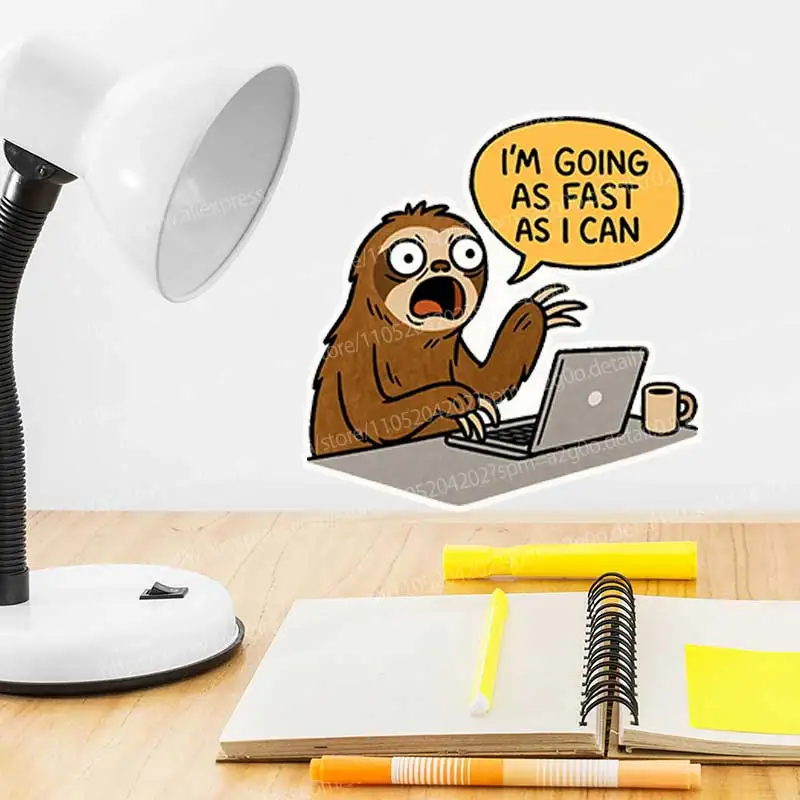 Sloth 'I Am Moving Forward' Vinyl Stickers Fun Motivational Desk Wall Art for Study Office Decor AA84