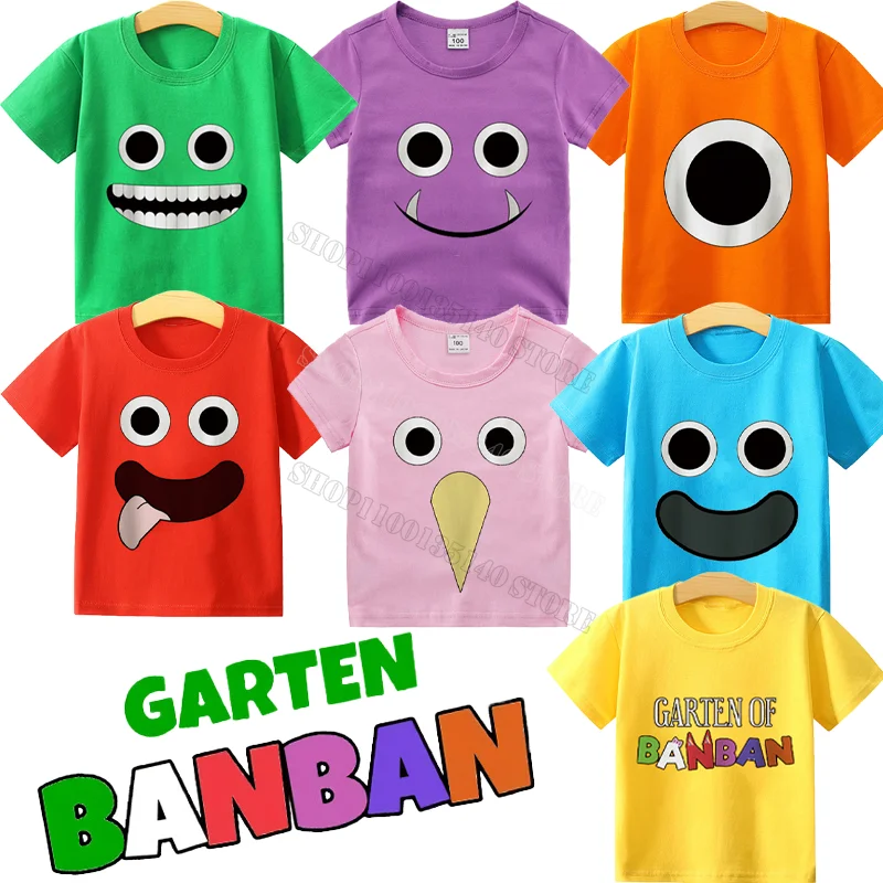 Garten of Banbans Children Clothes Anime Game Periphery Kids Color T-shirt Summer Cotton Tops Cartoon Cute Babys Clothing Gifts