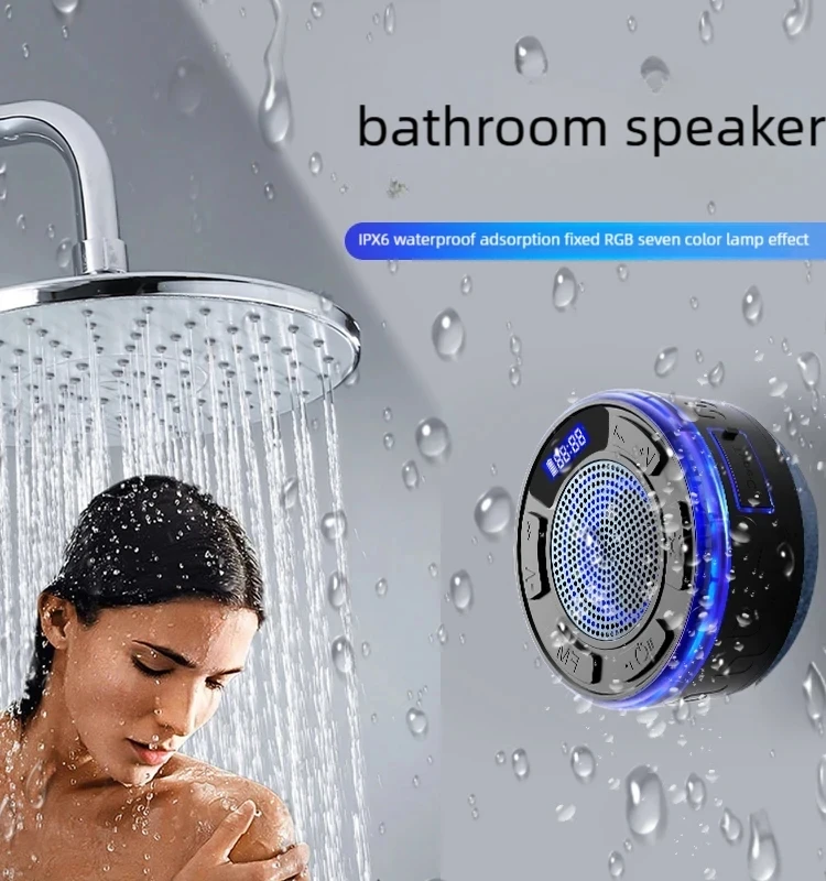 صوت بلوتوث لاسلكي 6 مقاوم للماء، محمول للاستخدام الخارجي، الكل في واحد، جودة صوت عالية، عمر طويل مع ضوء محيطي