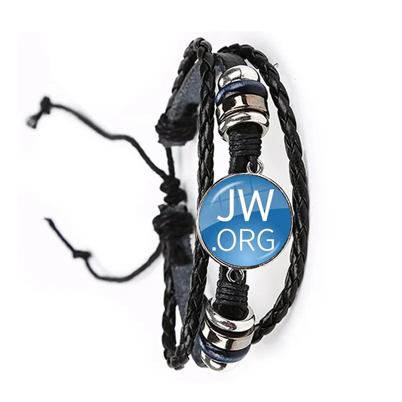 New Arrival JW.ORG Leather Bracelet Steampunk Jehovah's Witnesses Glass Cabochon Black/Brown Leather Bangle Jewelry Gift