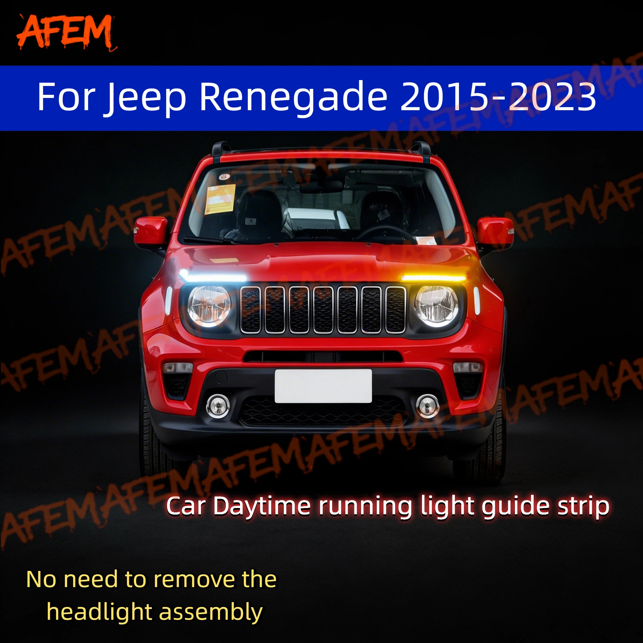 

Car DRL Daytime Running Light Start Scan Style Sequential Flowing Turn Signal Light Ultra-Thin LED For Jeep Renegade 2015-2023