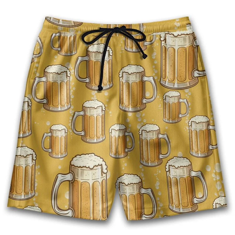 

Retro Beer 3D Printing Beach Shorts For Men Women Street Drawstring Swimming Trunks Summer Vacation Party Surfboard Shorts