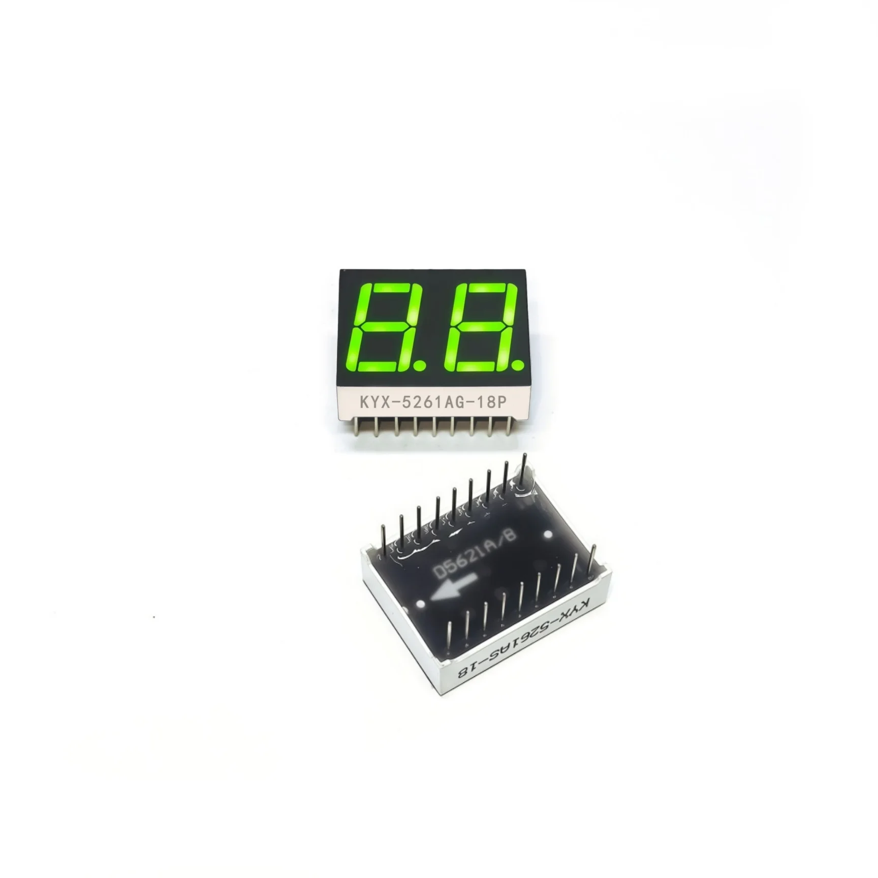 10 sztuk, 0,56-calowy, dwucyfrowy wyświetlacz numeryczny, wymiary 25 mm x 19 mm, cyfra „8”, wysokość 14,2 mm, wyświetlacz numeryczny z siedmioma segmentami, seria 5261, 18 pinów. — zdjęcie produktu 3