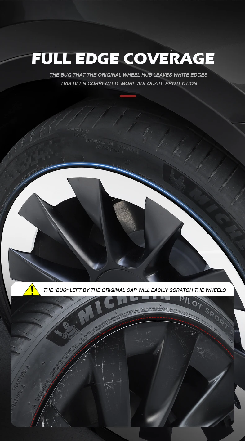 4PCS Für Tesla Modell Y 20 Zoll Radnabe Schutz Ring Leistung Patch Protektoren Ersatz Vollrand Zubehör 2020-2024 – Detail 9