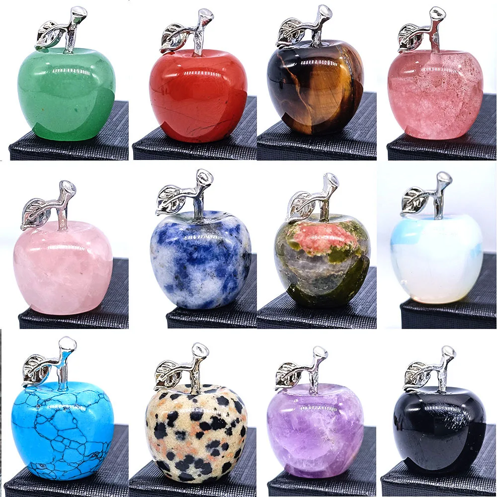 

Christmas Eve Christmas gift natural mineral crystal jade agate 12 color apple ornaments mixed color colorful home decoration