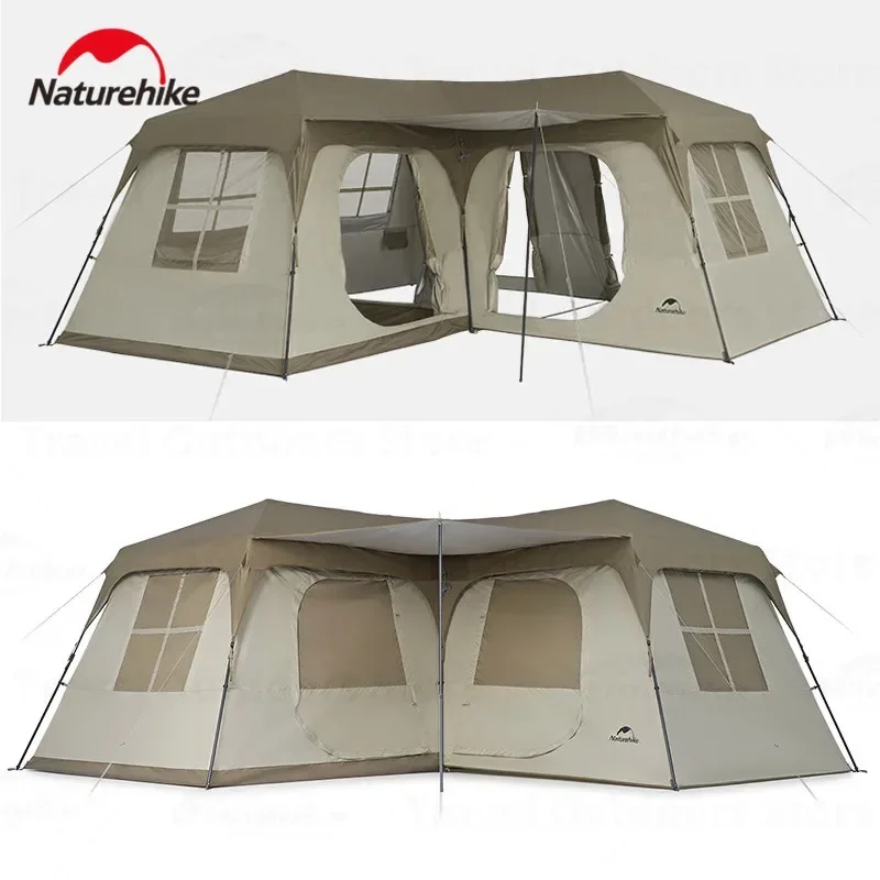 Naturehike Village Suite Automatic Tent 28㎡ Double Layer Camping Hut Type Family Hiking Beach Ridge Four Seasons Tents