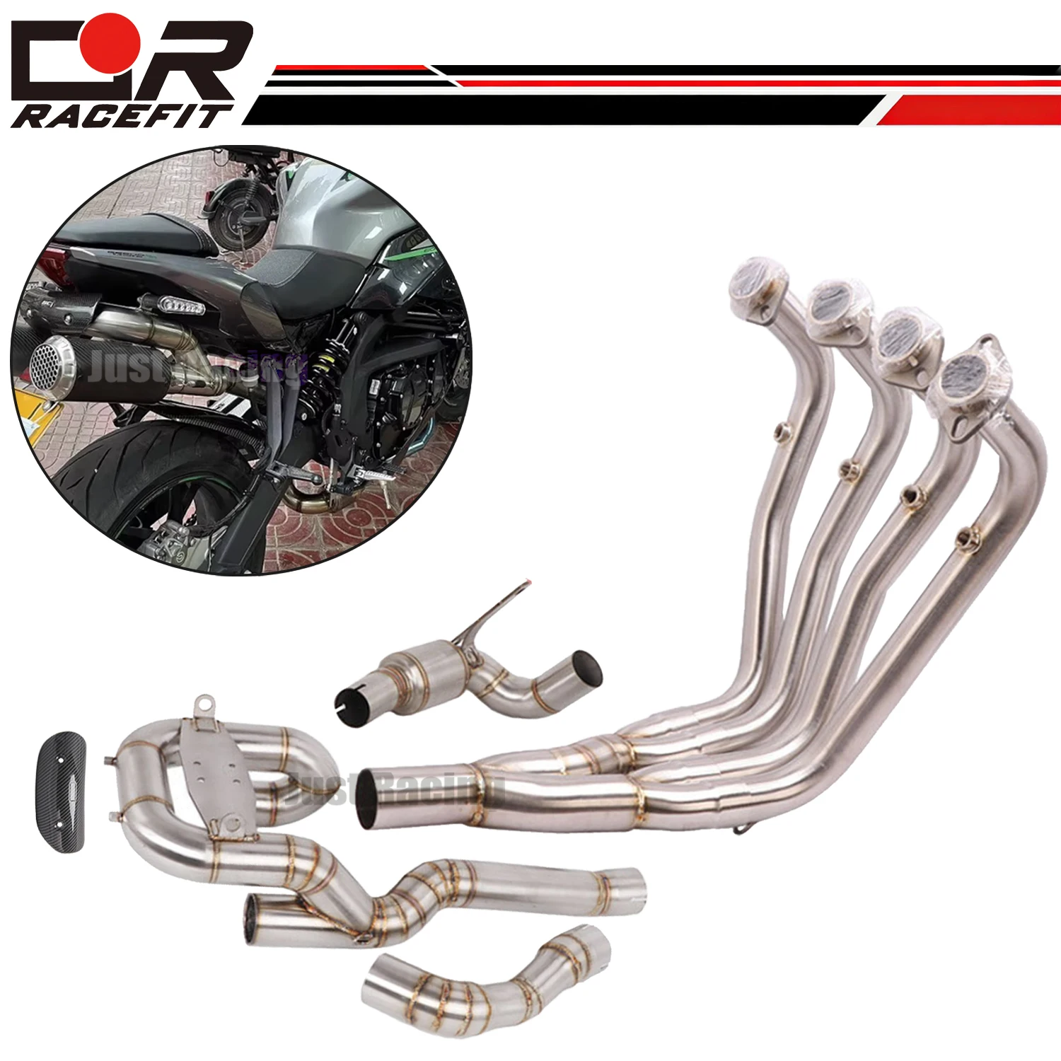 

Motorcycle Dual Exhaust Front Header Link Pipe Slip-on For QJMOTOR QJ600 Chase 600 SRK600