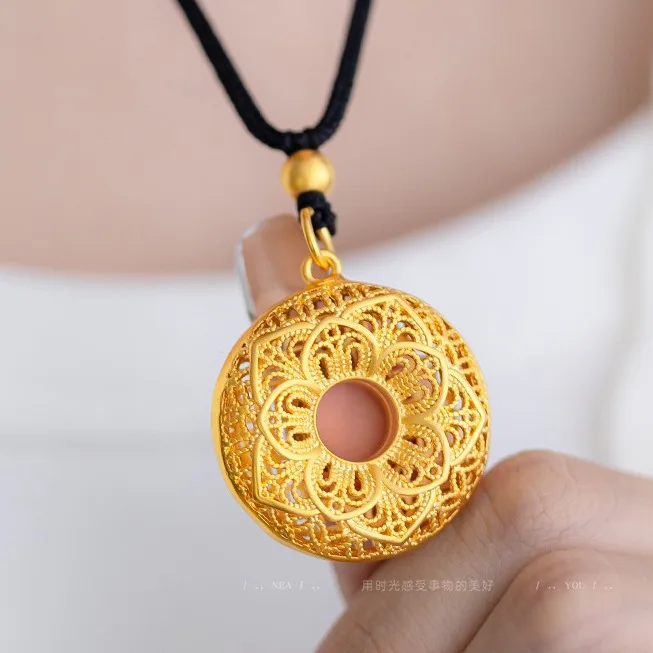 9999 real gold 24K yellow gold Filament Pendant