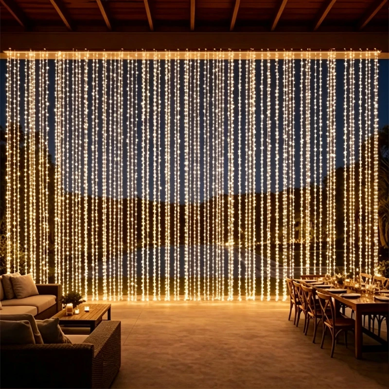 LED Curtain Lights String USB Powered 8 Modes Christmas Lights Outdoor Decor Halloween Party Valentine's Day Room Garden Wedding