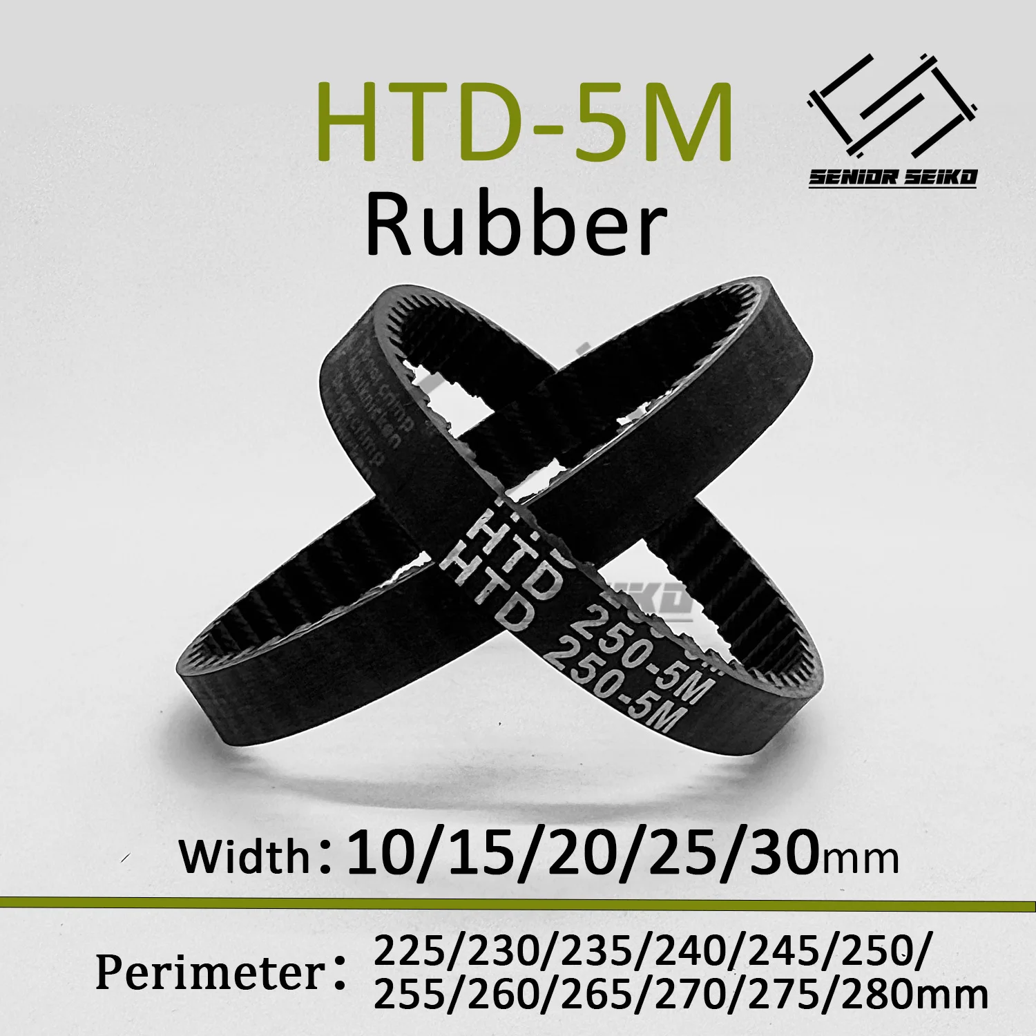 5MHTD Timing Belt Length 225/230/235/240/245/250/255/260/265/270/275/280mm Width 10/15/20/25/30mm HTD5M Closed Synchronous Belts