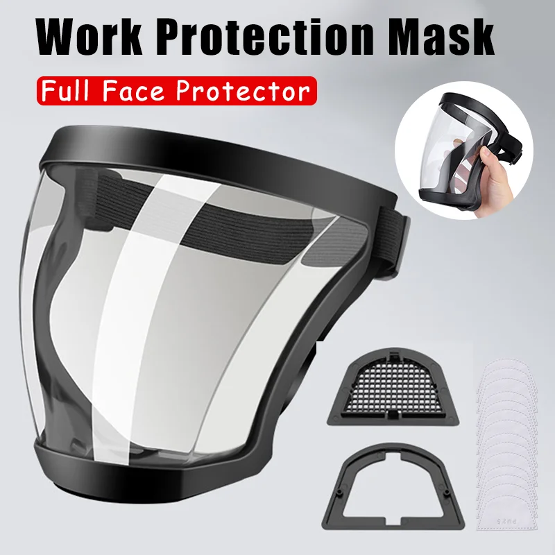 Transparent Full Face Shield Head Eye Safety Protective Cover Reusable Kitchen Splash Protection Mask Work Protection Mask