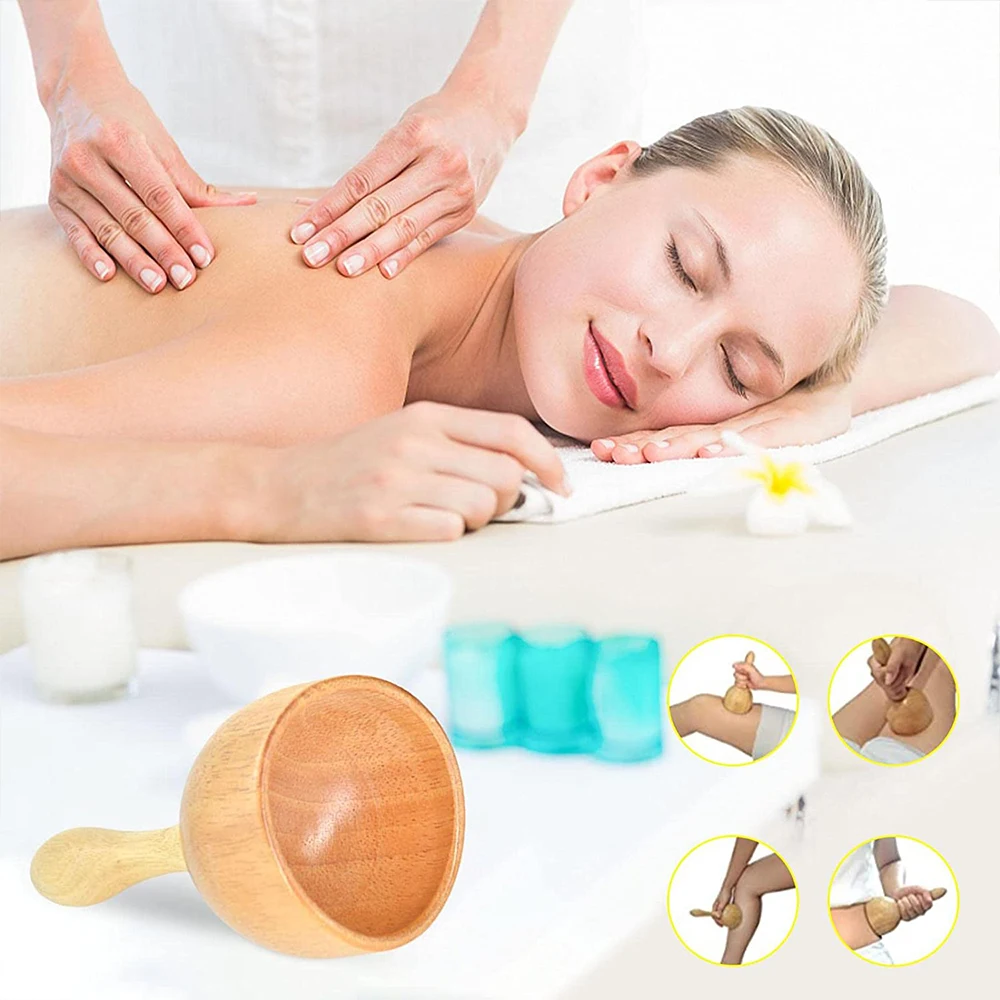 Wood Swedish Cup Wooden Massager Therapy Tool Body Sculpting for Maderotherapy, Lympahtic Drainage, Anti-Cellulite, Pain Relief