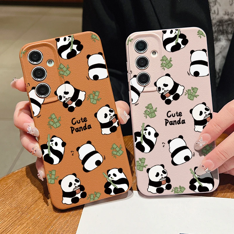 Eating Bamboo Baby Panda Case For Samsung Galaxy S24 S23 Ultra S22 S21 S20 FE A14 A15 A16 A25 A34 A35 A52 A53 A54 A55 5G Cover