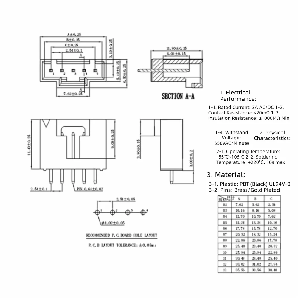 5Sets Single Row Dupont Connector Kit With Buckle Straight Pin Crimp Terminal Right Angle Good Conductivity Pin Header Housing
