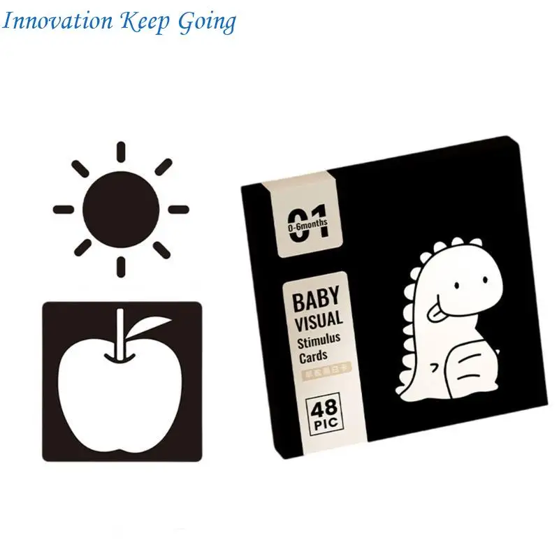 E65C Baby Flash Cards High Contrast Baby Toy Black and White Cards Sensory Newborn Gift for Babies Development