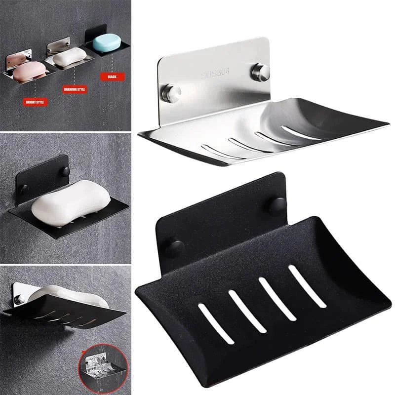 

Bathroom Stainless Steel Soap Dish Free-Punching Wall Mounted Soap Sponge Holder Organizer Accessories Kitchen Soap Holder