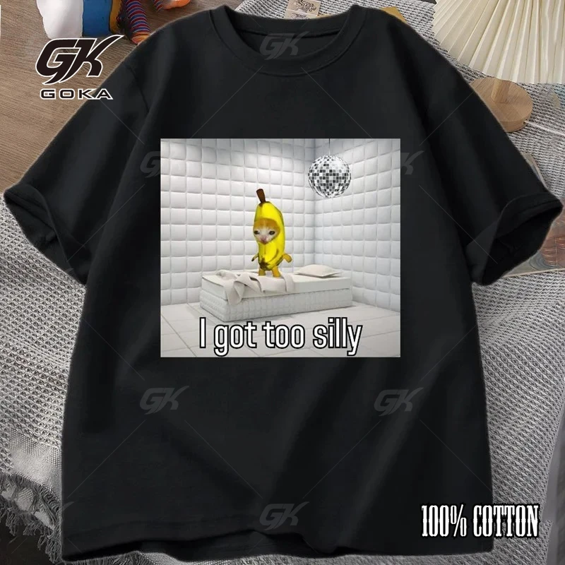 Camiseta I Got Too Silly Wake Up Act Silly Crying Banana Triste Cat Meme camiseta gráfica para hombre diseño divertido Weirdcore Cringey camisetas