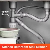 Fregadero de cocina, escurridor doble para lavabo, juego de tubos de drenaje, escurridor, accesorios de cocina, escurridor a prueba de insectos y olores, accesorio de cocina